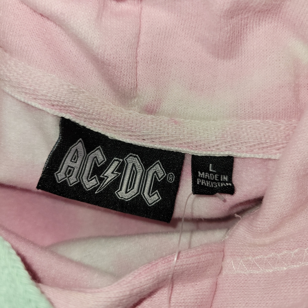 ACDC High Way to Hell Sweater Womens Large Long Sleeve Tie Dye Crop Hoodie New - Picture 2 of 4